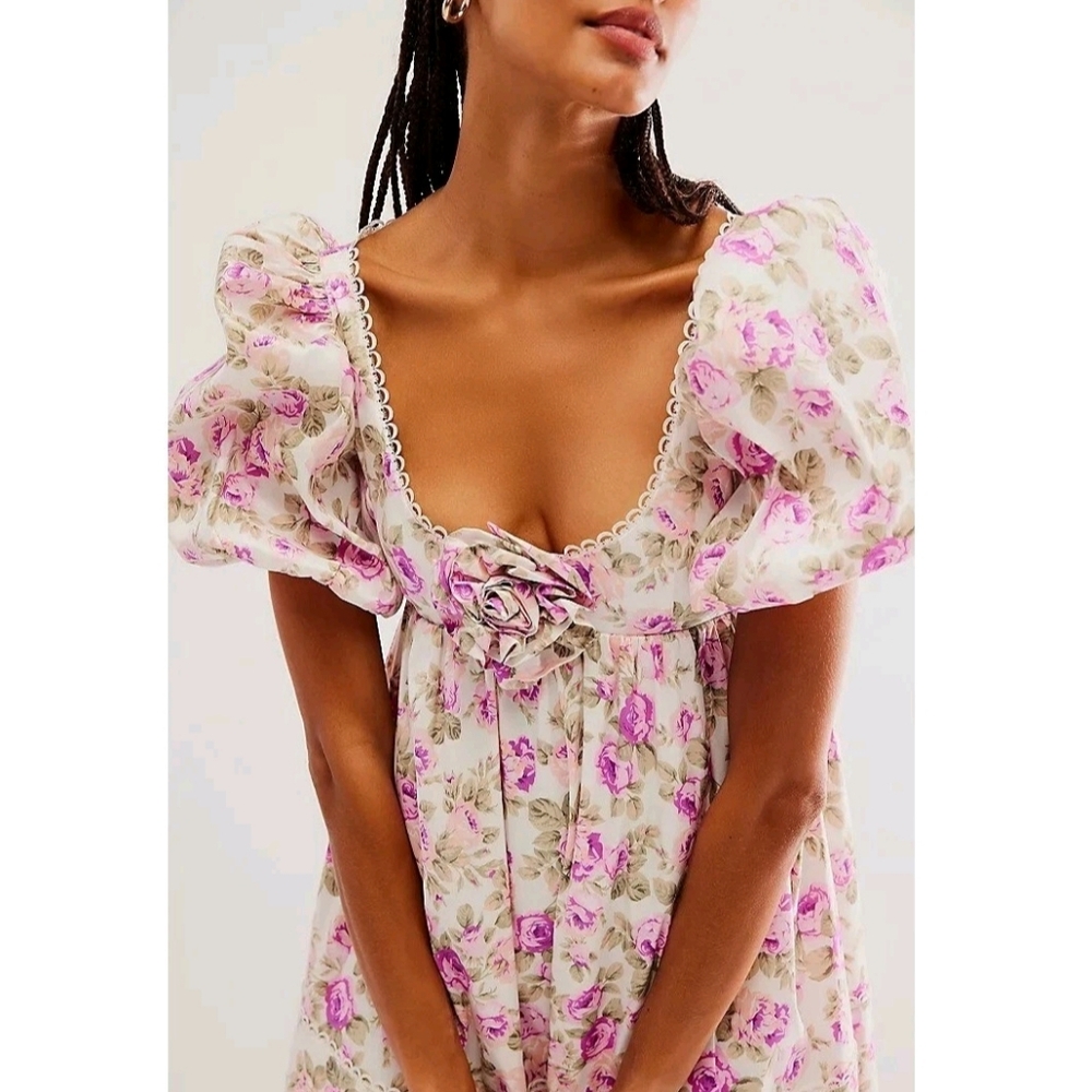 For Love & Lemons Milani Mini Dress White Multi Plus 2X NWT New